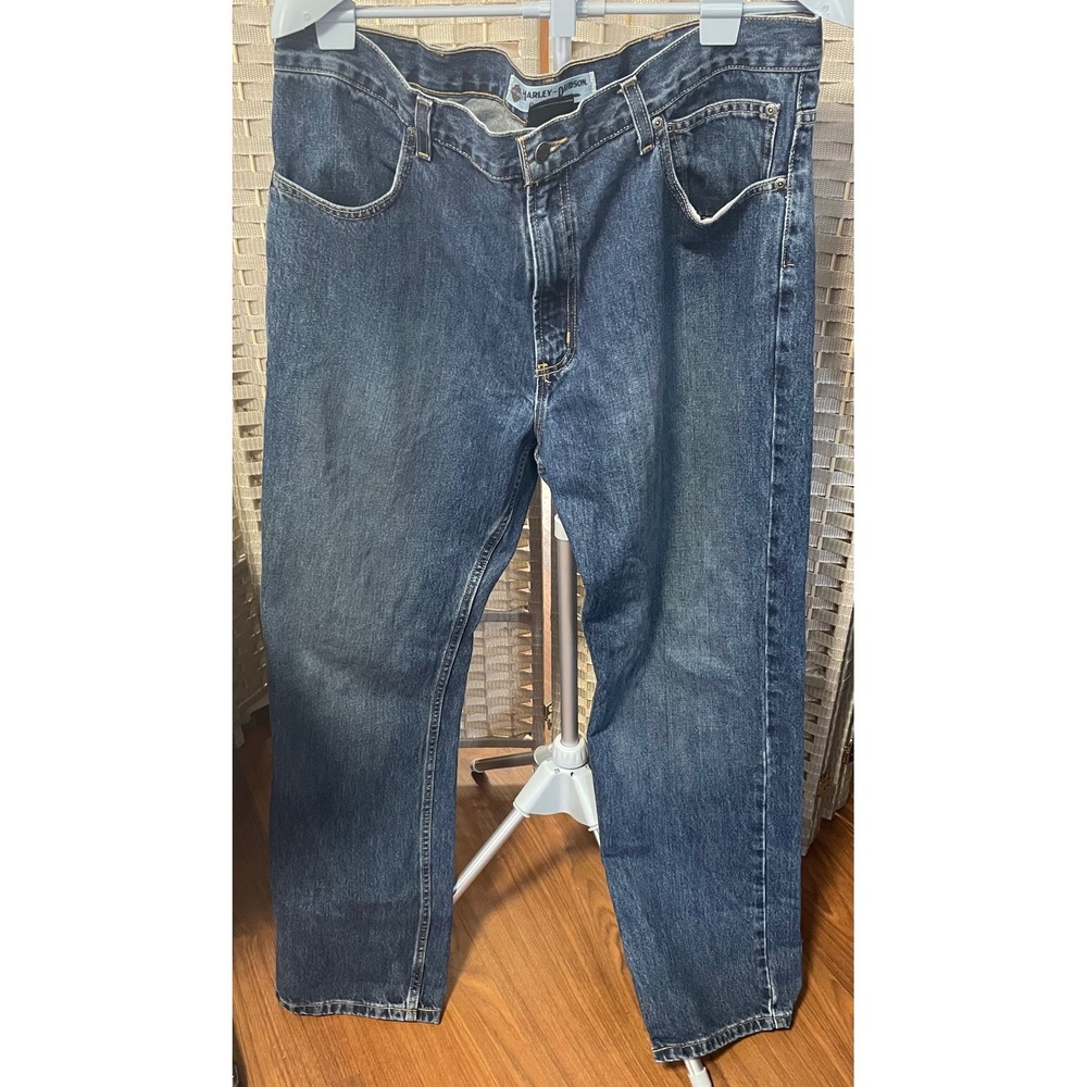 Harley-Davidson Mens Genuine MotorClothes Blue Denim Relaxed Straight  38x32